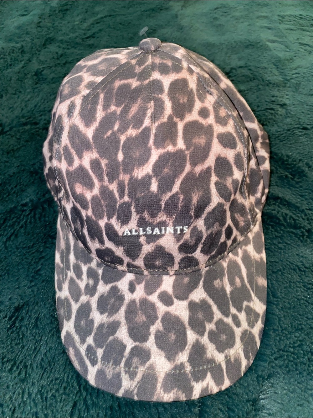 All Saints Nylon Logo Leopard Print Baseball Cap
